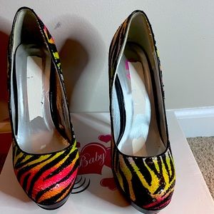 Multi color platform heels